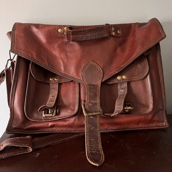 Leather Messenger Bag - Picture 1 of 6